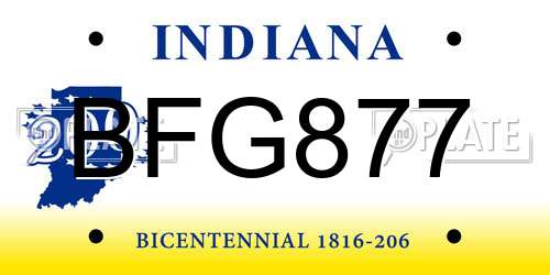 BFG877 Indiana License Plate