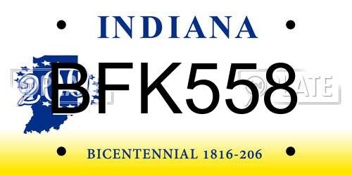 BFK558 Indiana License Plate