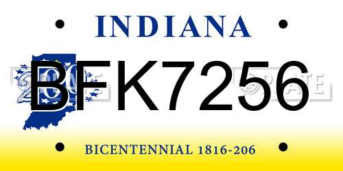 BFK7256 Indiana License Plate