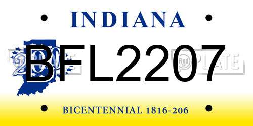 BFL2207 Indiana License Plate