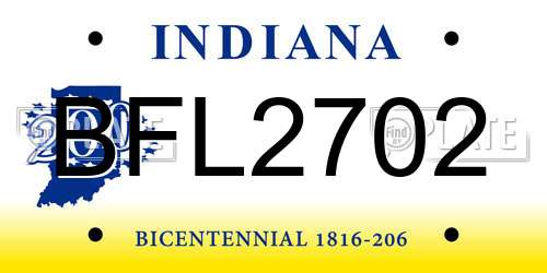 BFL2702 Indiana License Plate