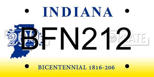 BFN212 Indiana License Plate