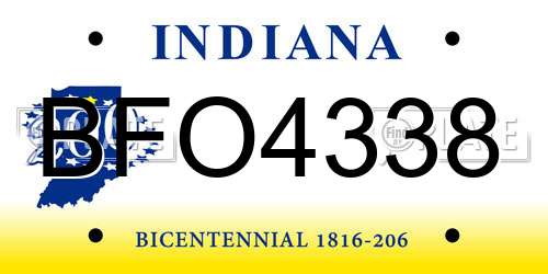 BFO4338 Indiana License Plate