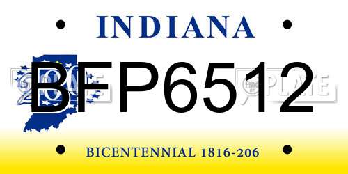 BFP6512 Indiana License Plate