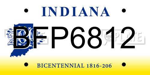 BFP6812 Indiana License Plate