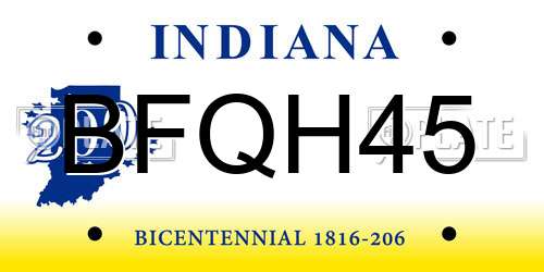 BFQH45 Indiana License Plate