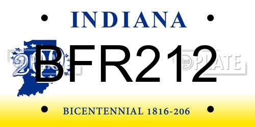 BFR212 Indiana License Plate