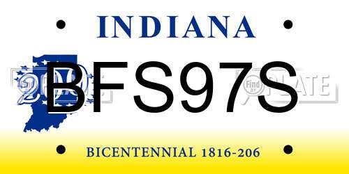 BFS97S Indiana License Plate