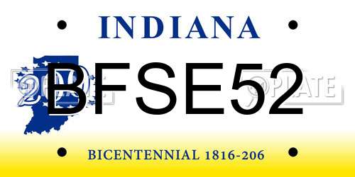 BFSE52 Indiana License Plate