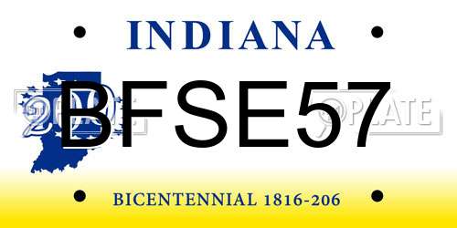 BFSE57 Indiana License Plate