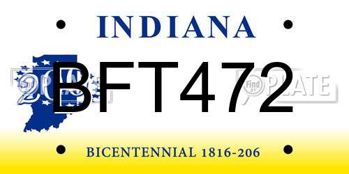 BFT472 Indiana License Plate