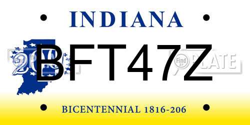 BFT47Z Indiana License Plate