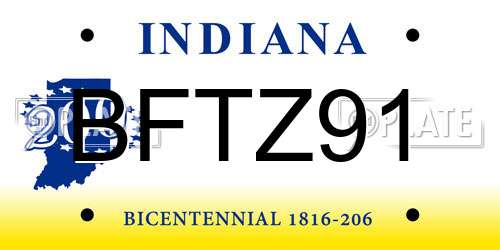 BFTZ91 Indiana License Plate