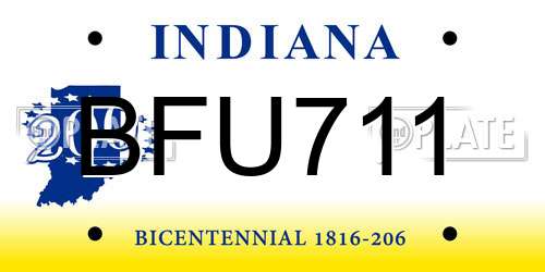 BFU711 Indiana License Plate