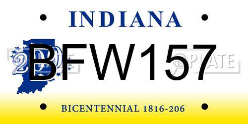 BFW157 Indiana License Plate
