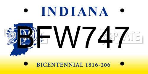 BFW747 Indiana License Plate