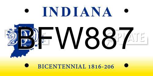 BFW887 Indiana License Plate