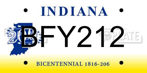 BFY212 Indiana License Plate