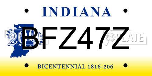BFZ47Z Indiana License Plate