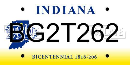 BG2T262 Indiana License Plate
