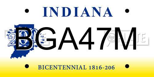 BGA47M Indiana License Plate