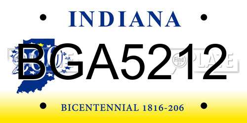 BGA5212 Indiana License Plate