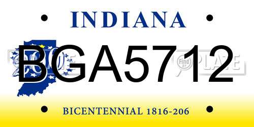 BGA5712 Indiana License Plate