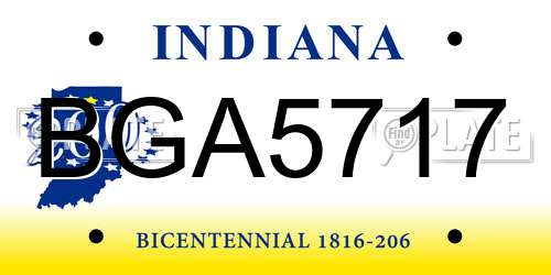 BGA5717 Indiana License Plate