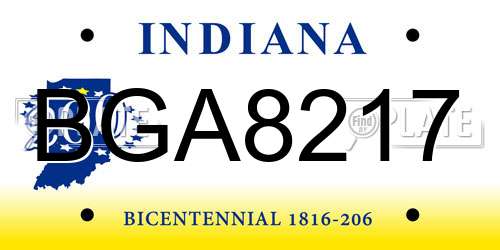 BGA8217 Indiana License Plate