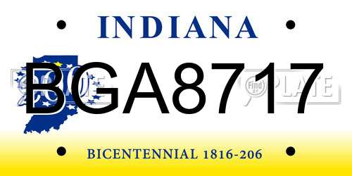 BGA8717 Indiana License Plate