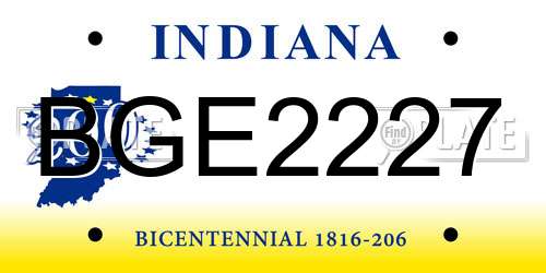 BGE2227 Indiana License Plate