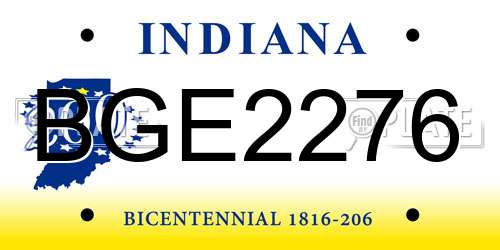 BGE2276 Indiana License Plate