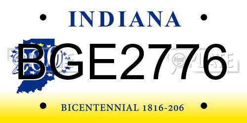 BGE2776 Indiana License Plate