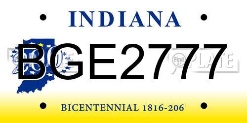 BGE2777 Indiana License Plate