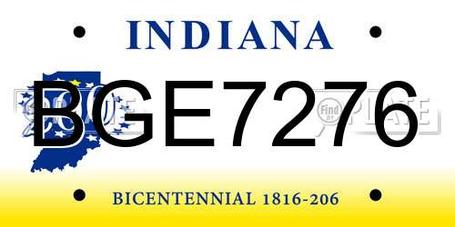 BGE7276 Indiana License Plate