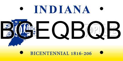 BGEQBQB Indiana License Plate