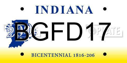 BGFD17 Indiana License Plate