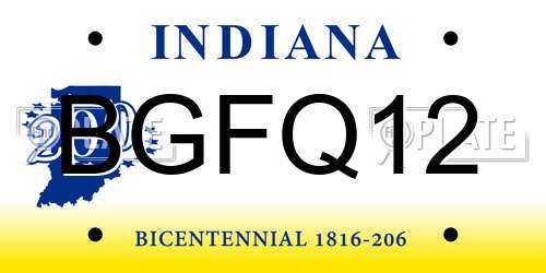 BGFQ12 Indiana License Plate