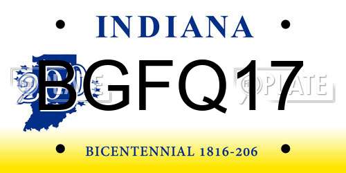 BGFQ17 Indiana License Plate