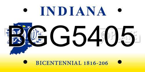 BGG5405 Indiana License Plate