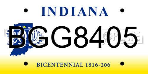 BGG8405 Indiana License Plate