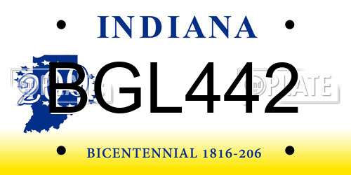 BGL442 Indiana License Plate