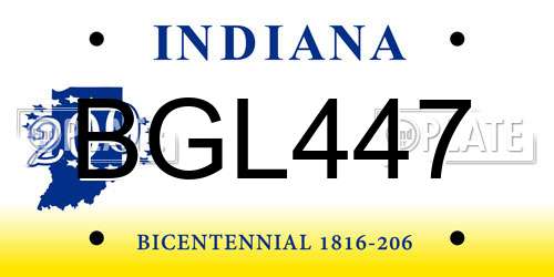 BGL447 Indiana License Plate