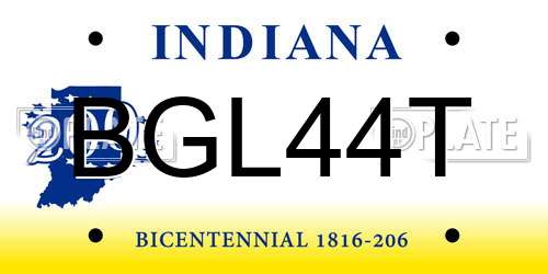 BGL44T Indiana License Plate