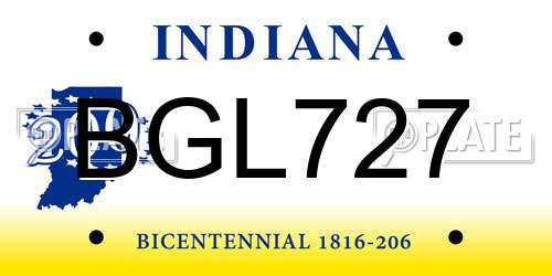 BGL727 Indiana License Plate