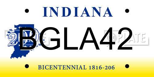 BGLA42 Indiana License Plate