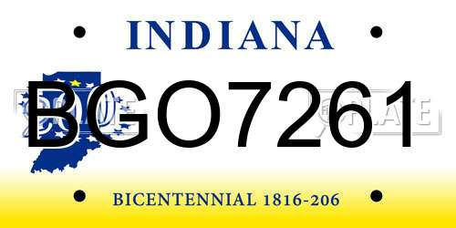 BGO7261 Indiana License Plate