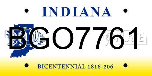 BGO7761 Indiana License Plate