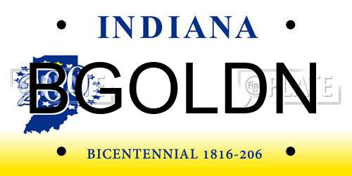 BGOLDN Indiana License Plate