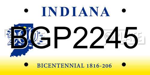 BGP2245 Indiana License Plate